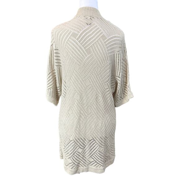 Chico's Open Cross Knit Cardigan Oatmeal Size 2 - Picture 3 of 8